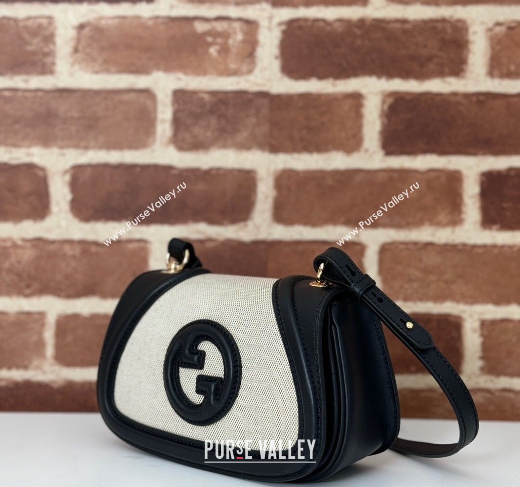 Gucci Blondie Mini Shoulder bag in Linen Canvas and Leather 815700 Black 2024 (DLH-241102057)