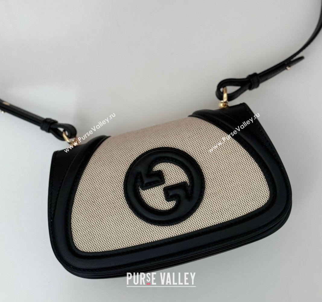 Gucci Blondie Mini Shoulder bag in Linen Canvas and Leather 815700 Black 2024 (DLH-241102057)