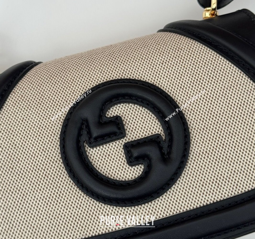 Gucci Blondie Mini Shoulder bag in Linen Canvas and Leather 815700 Black 2024 (DLH-241102057)