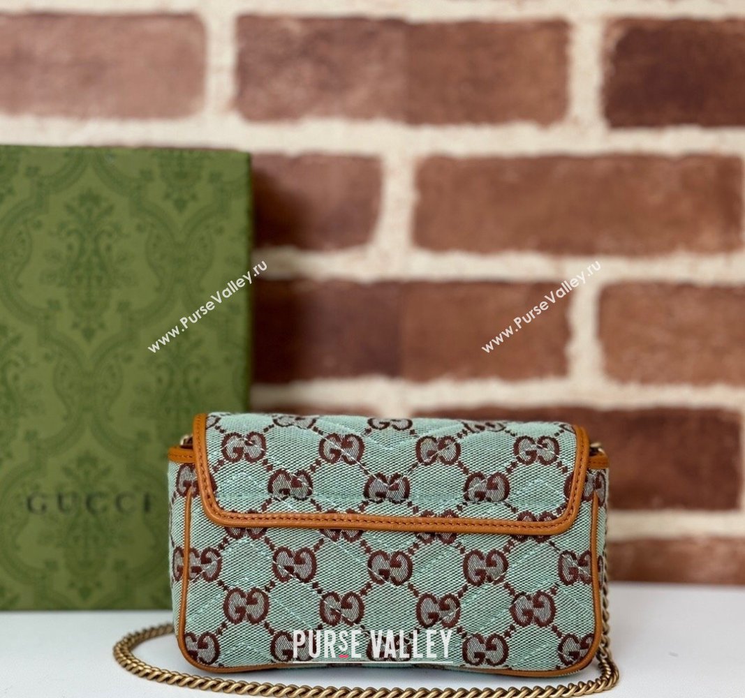 Gucci GG Canvas Super Mini Shoulder bag Pale Blue/Brown 2024 783141 (DLH-241104013)