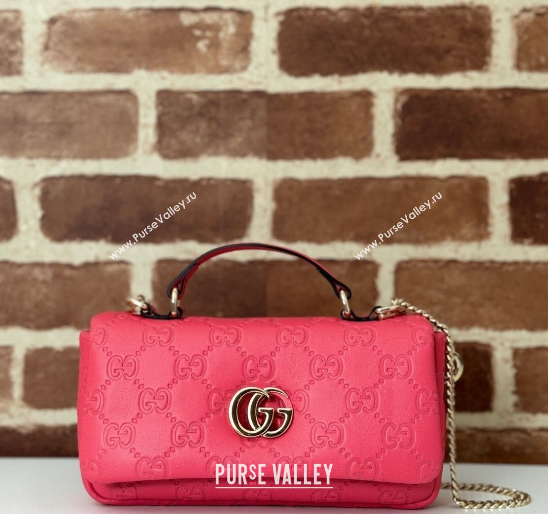 Gucci GG Puffy Leather Milano Mini Top Handle bag Pink 2024 806017 (DLH-241102032)