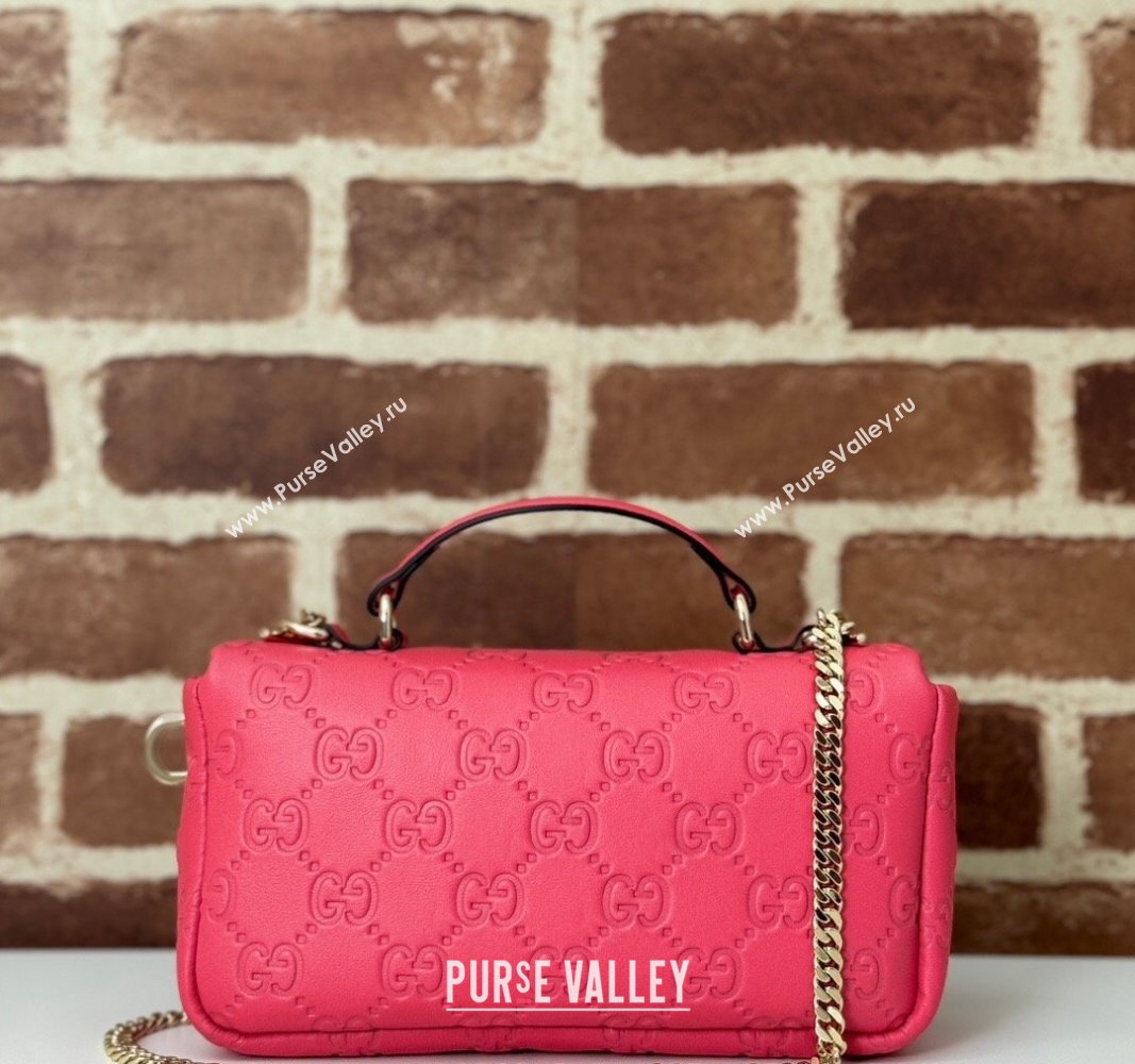 Gucci GG Puffy Leather Milano Mini Top Handle bag Pink 2024 806017 (DLH-241102032)