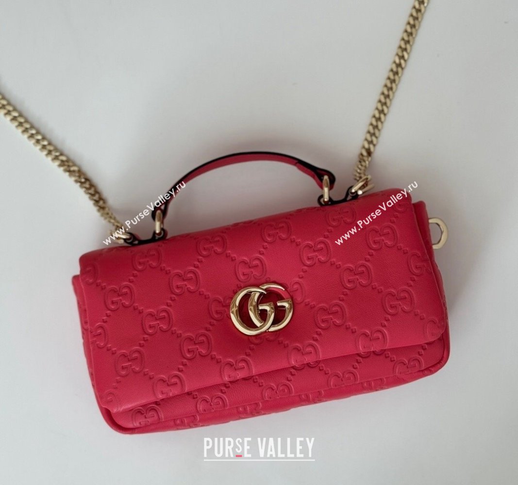 Gucci GG Puffy Leather Milano Mini Top Handle bag Pink 2024 806017 (DLH-241102032)