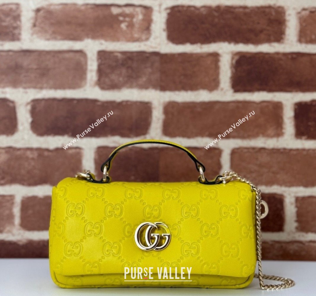 Gucci GG Puffy Leather Milano Mini Top Handle bag Yellow 2024 806017 (DLH-241102033)