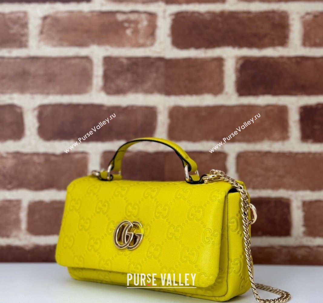 Gucci GG Puffy Leather Milano Mini Top Handle bag Yellow 2024 806017 (DLH-241102033)