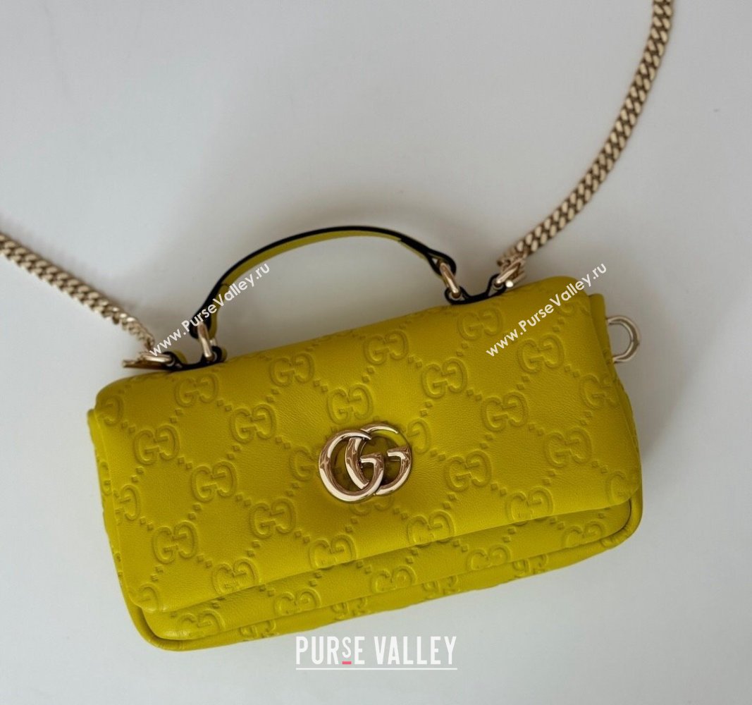 Gucci GG Puffy Leather Milano Mini Top Handle bag Yellow 2024 806017 (DLH-241102033)