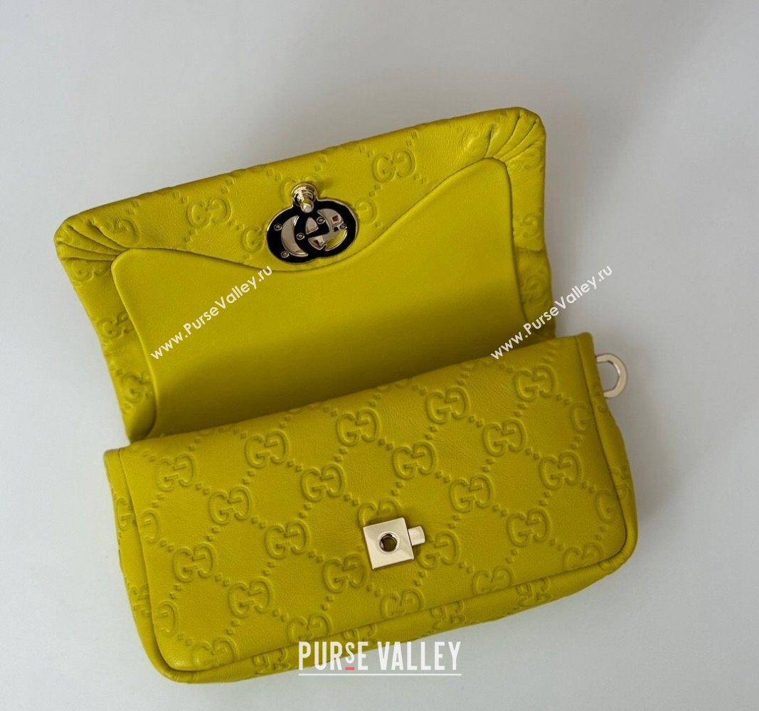 Gucci GG Puffy Leather Milano Mini Top Handle bag Yellow 2024 806017 (DLH-241102033)