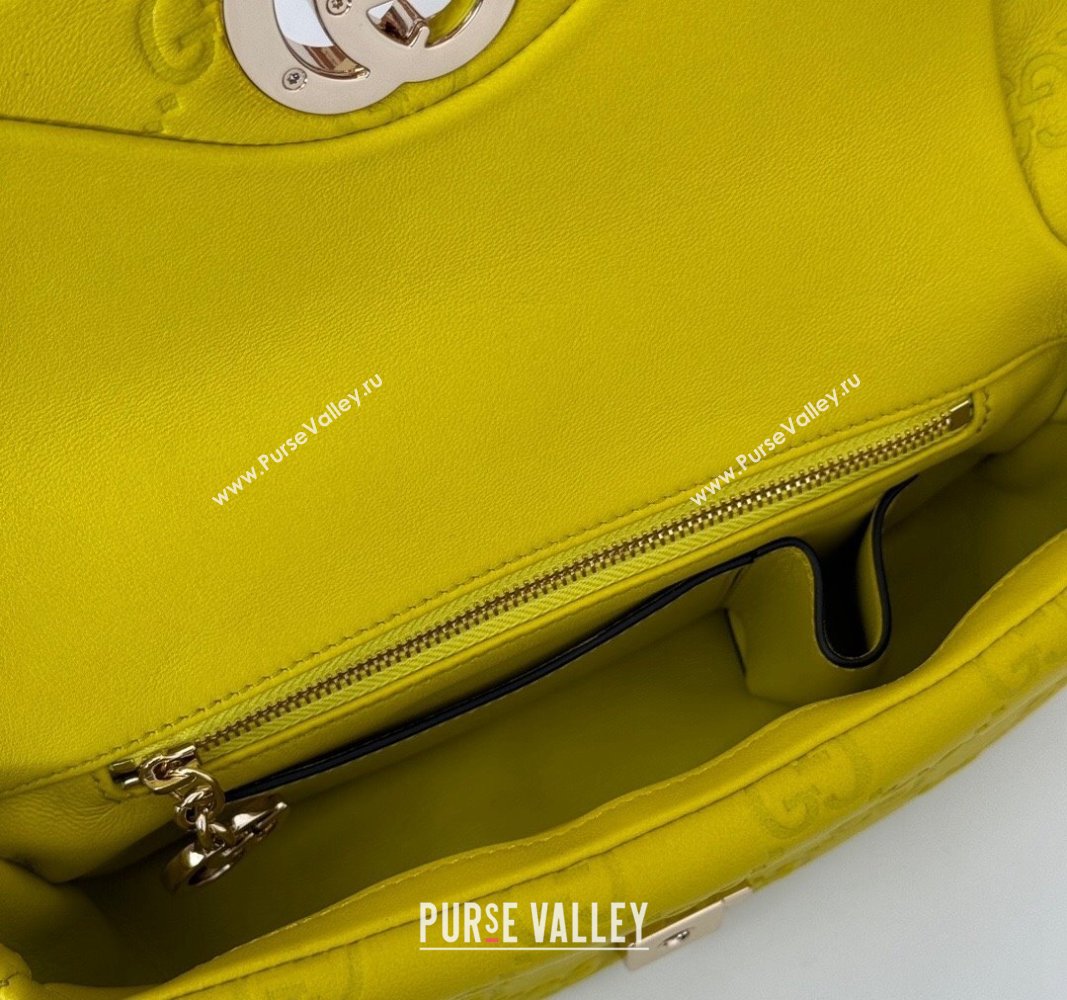 Gucci GG Puffy Leather Milano Mini Top Handle bag Yellow 2024 806017 (DLH-241102033)