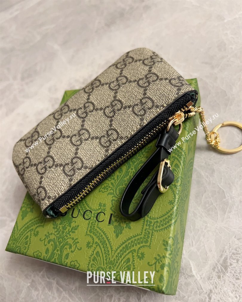 Gucci GG Canvas Emblem Key Pouch with Strap Beige/Black 2024 819113 (DLH-241104018)