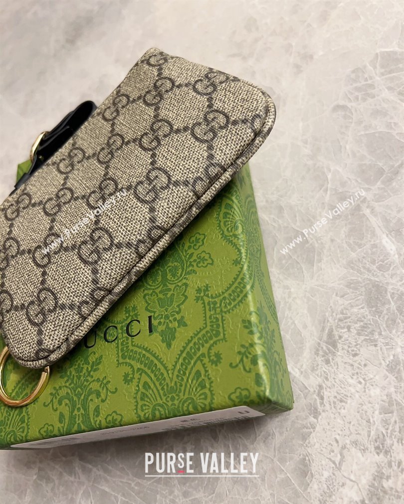 Gucci GG Canvas Emblem Key Pouch with Strap Beige/Black 2024 819113 (DLH-241104018)