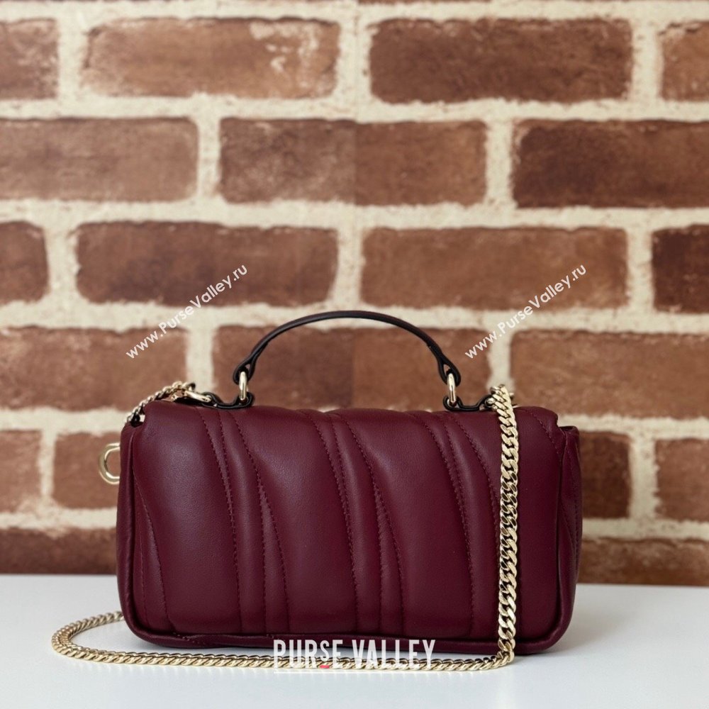 Gucci Quilted Puffy Leather Milano Mini Top Handle bag Dark Burgundy 2024 806017 (DLH-241102038)