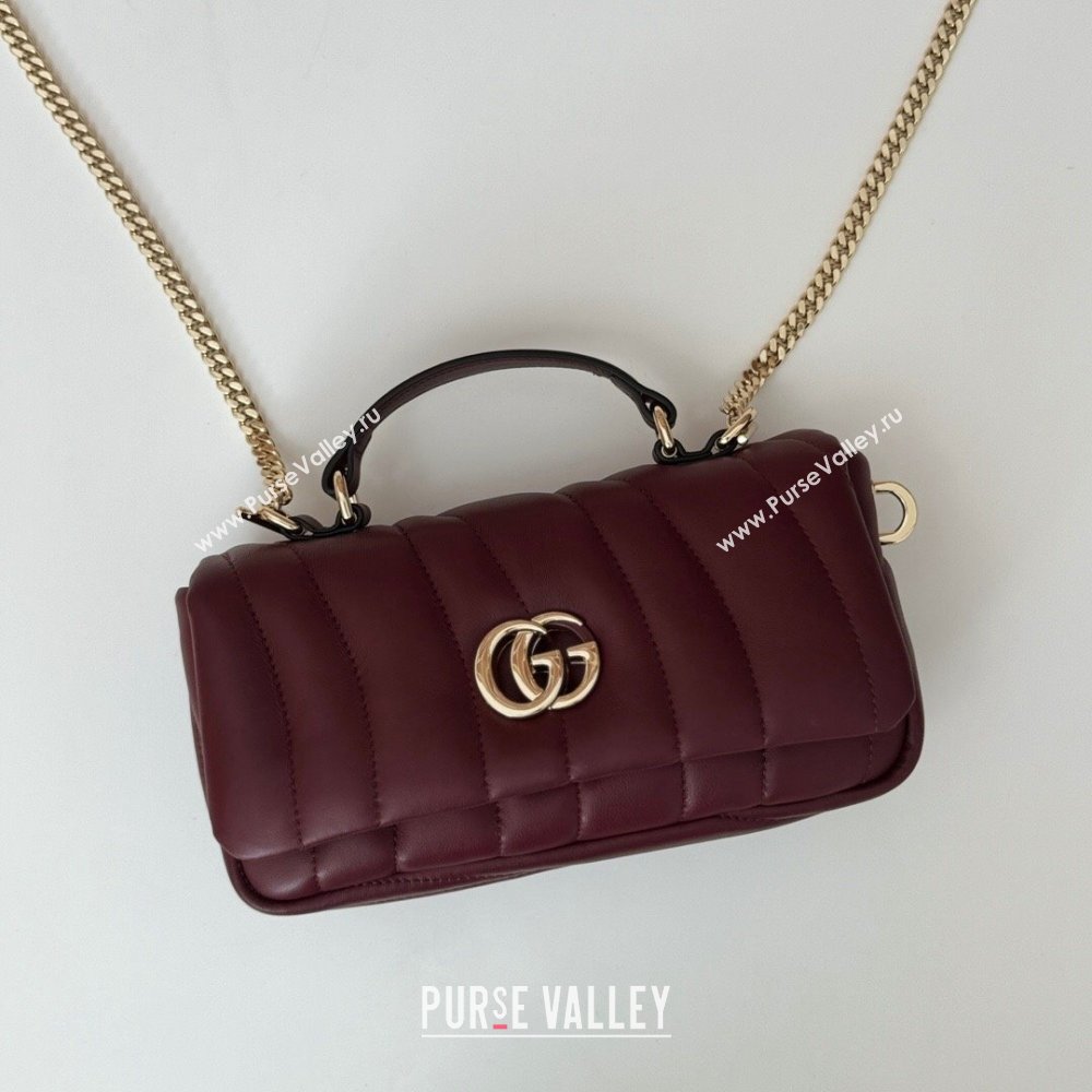 Gucci Quilted Puffy Leather Milano Mini Top Handle bag Dark Burgundy 2024 806017 (DLH-241102038)