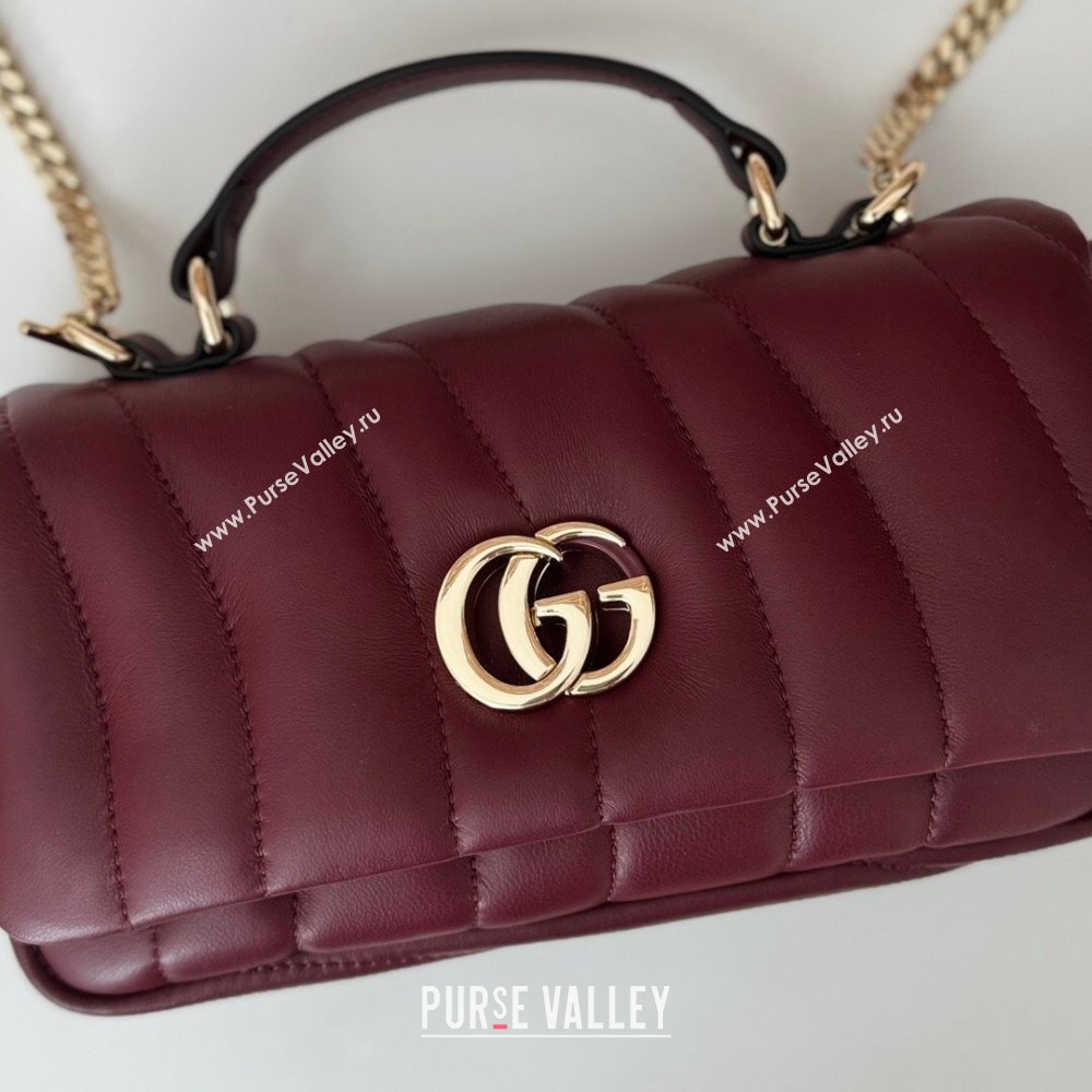 Gucci Quilted Puffy Leather Milano Mini Top Handle bag Dark Burgundy 2024 806017 (DLH-241102038)