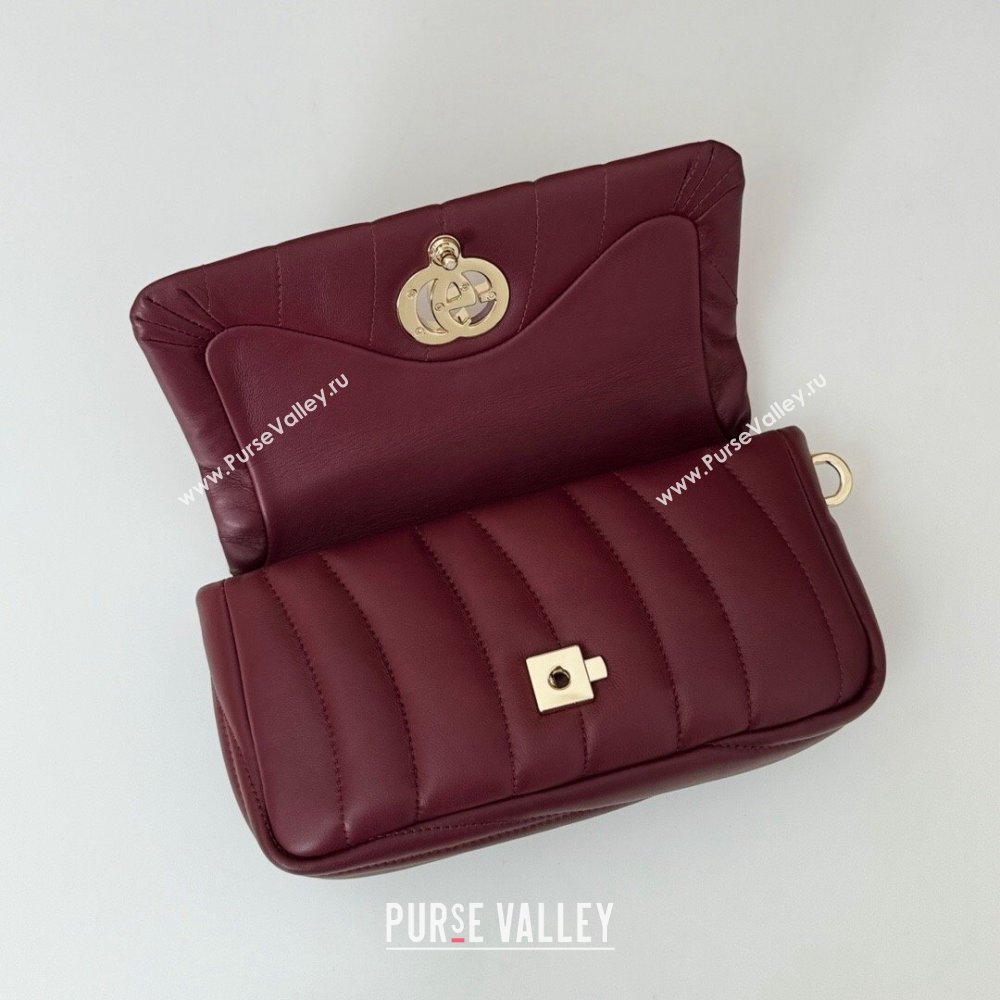 Gucci Quilted Puffy Leather Milano Mini Top Handle bag Dark Burgundy 2024 806017 (DLH-241102038)