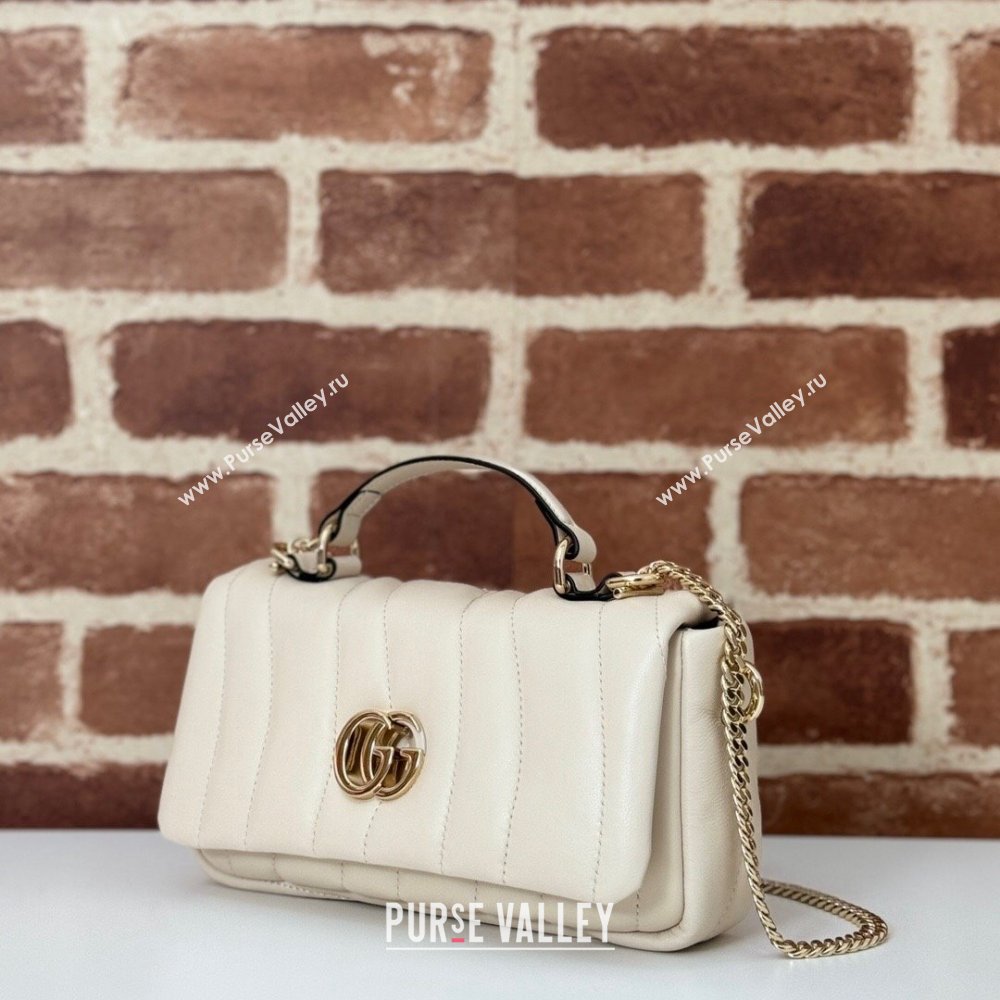 Gucci Quilted Puffy Leather Milano Mini Top Handle bag White 2024 806017 (DLH-241102039)