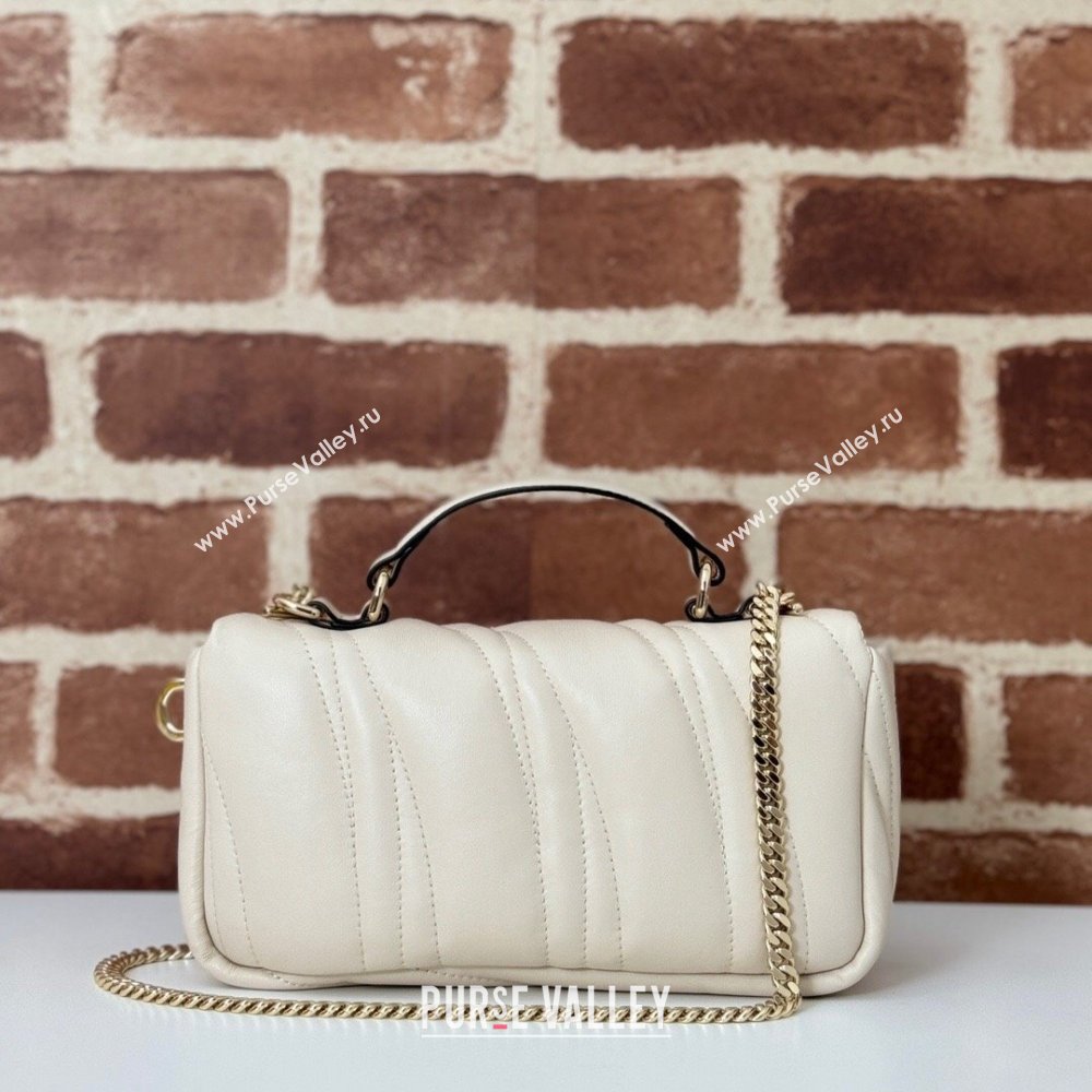 Gucci Quilted Puffy Leather Milano Mini Top Handle bag White 2024 806017 (DLH-241102039)