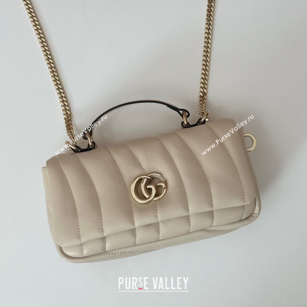 Gucci Quilted Puffy Leather Milano Mini Top Handle bag White 2024 806017 (DLH-241102039)