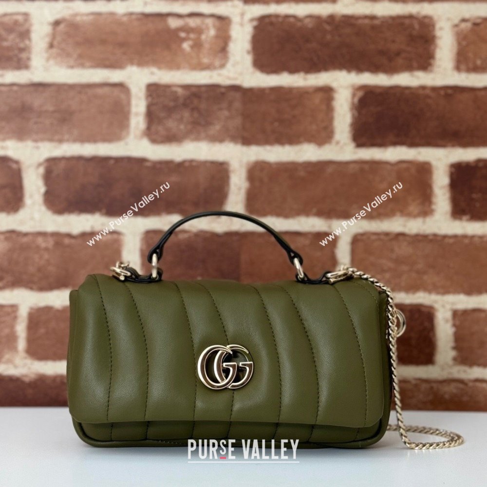 Gucci Quilted Puffy Leather Milano Mini Top Handle bag Green 2024 806017 (DLH-241104048)