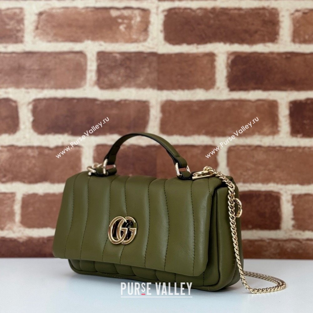 Gucci Quilted Puffy Leather Milano Mini Top Handle bag Green 2024 806017 (DLH-241104048)