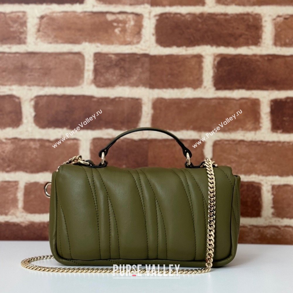 Gucci Quilted Puffy Leather Milano Mini Top Handle bag Green 2024 806017 (DLH-241104048)