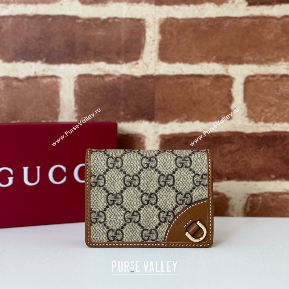 Gucci GG Canvas Emblem Mini Wallet Beige/Brown 2024 820692 (DLH-241104034)