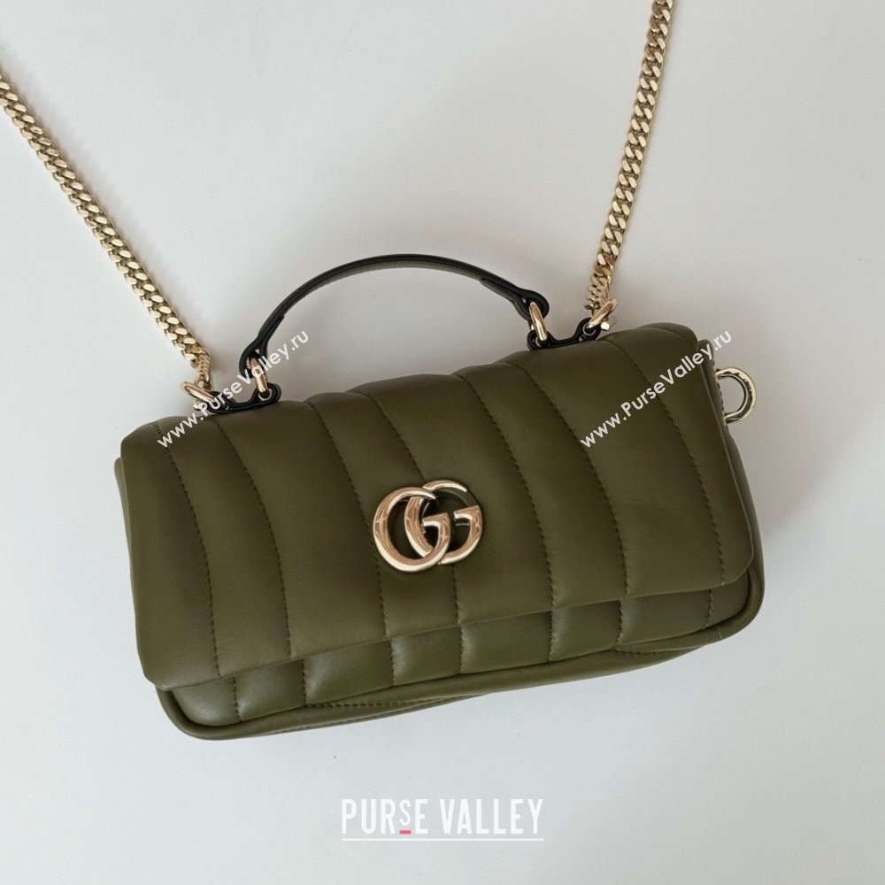 Gucci Quilted Puffy Leather Milano Mini Top Handle bag Green 2024 806017 (DLH-241104048)