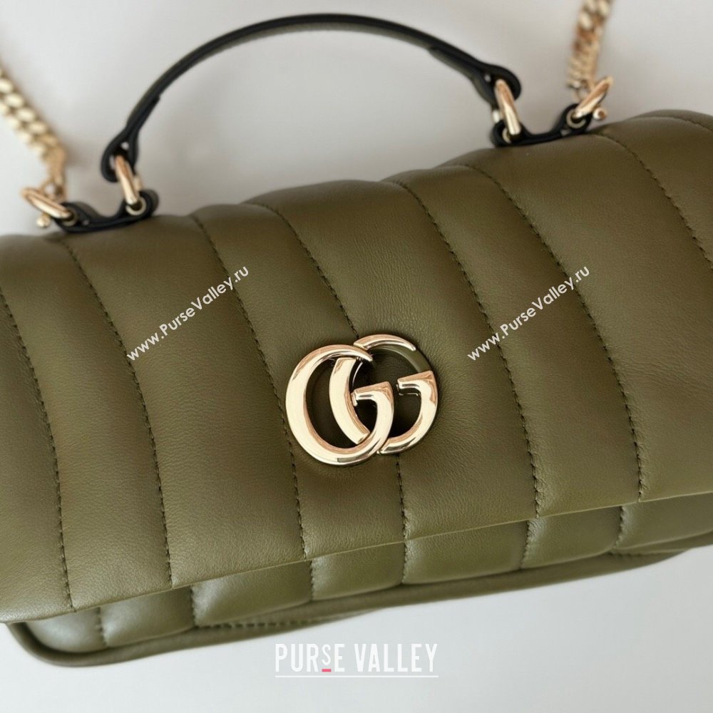 Gucci Quilted Puffy Leather Milano Mini Top Handle bag Green 2024 806017 (DLH-241104048)