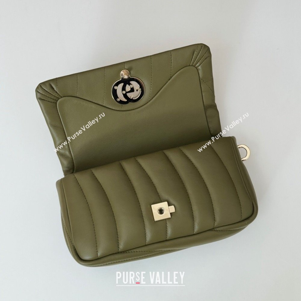 Gucci Quilted Puffy Leather Milano Mini Top Handle bag Green 2024 806017 (DLH-241104048)