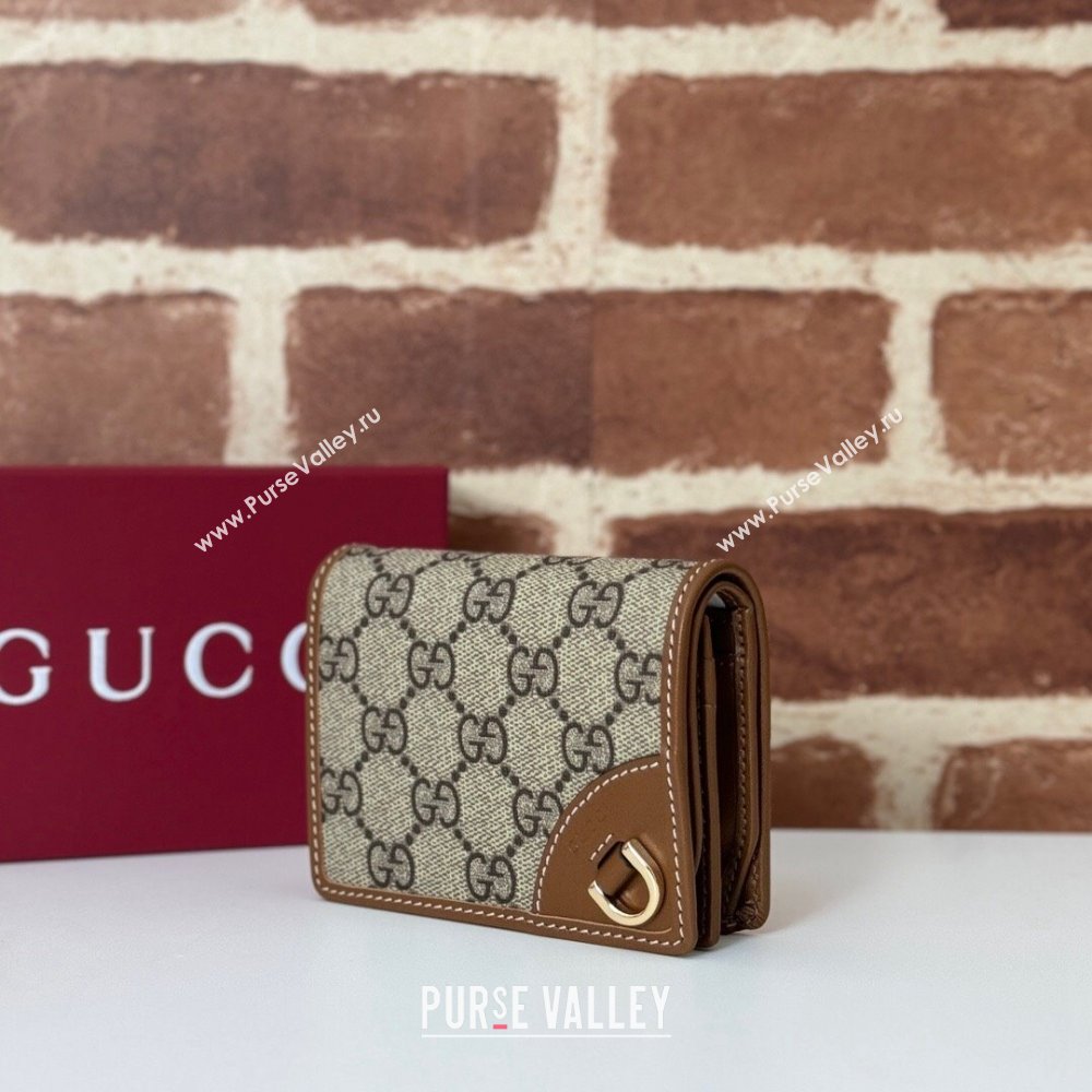 Gucci GG Canvas Emblem Mini Wallet Beige/Brown 2024 820692 (DLH-241104034)