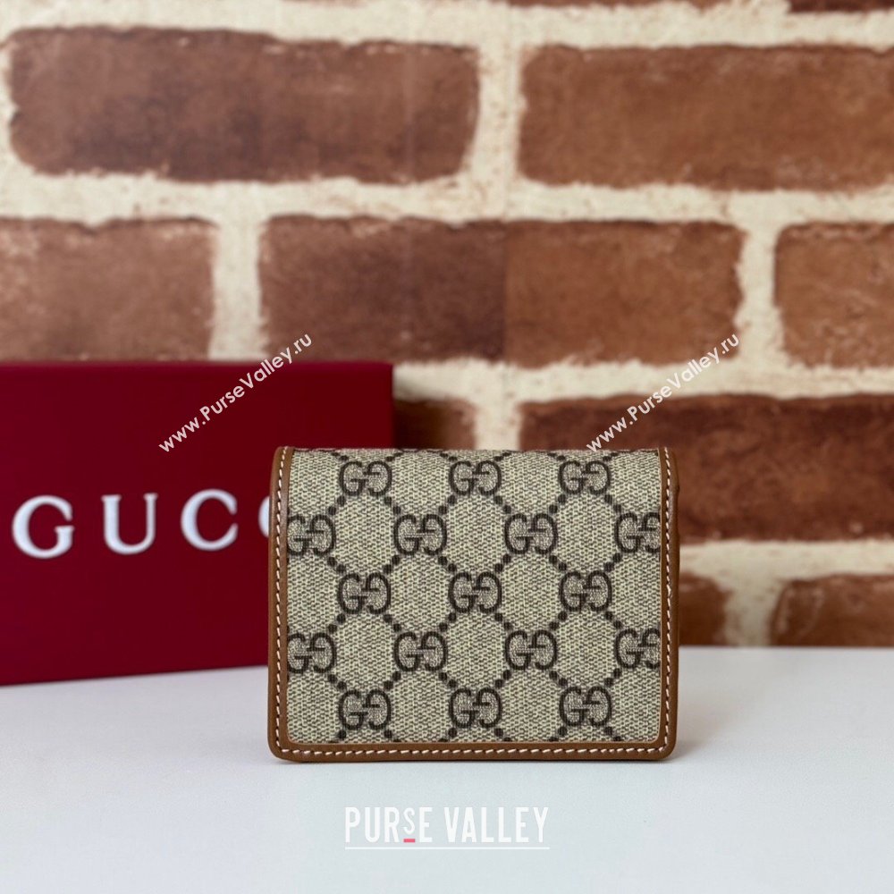 Gucci GG Canvas Emblem Mini Wallet Beige/Brown 2024 820692 (DLH-241104034)