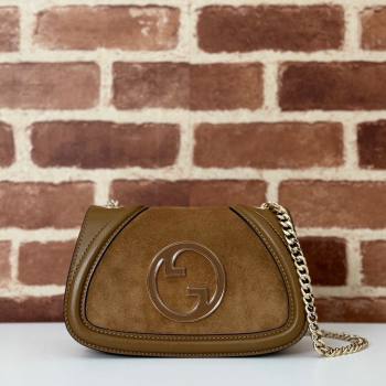 Gucci Blondie Mini Shoulder Bag in Brown Suede 2024 815711 (DLH-241104040)