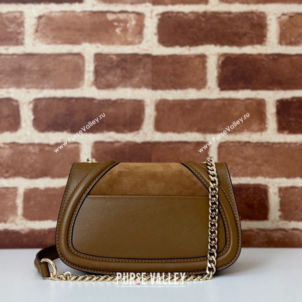 Gucci Blondie Mini Shoulder Bag in Brown Suede 2024 815711 (DLH-241104040)