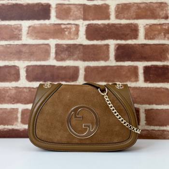 Gucci Blondie Suede Small Shoulder Bag Brown 2024 815715 (DLH-241104037)