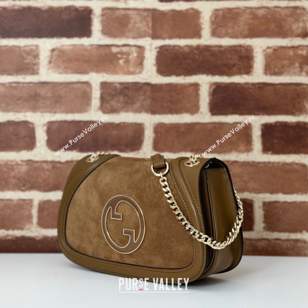 Gucci Blondie Suede Small Shoulder Bag Brown 2024 815715 (DLH-241104037)