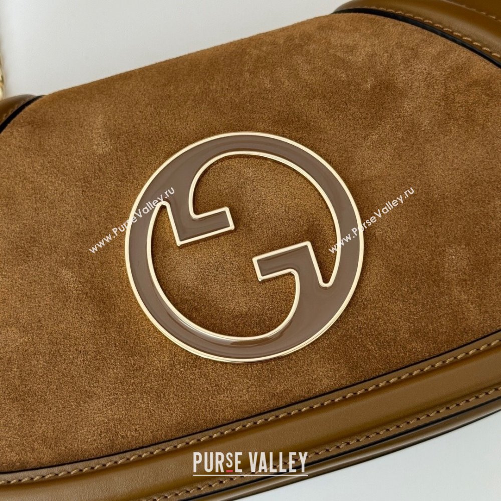 Gucci Blondie Suede Small Shoulder Bag Brown 2024 815715 (DLH-241104037)