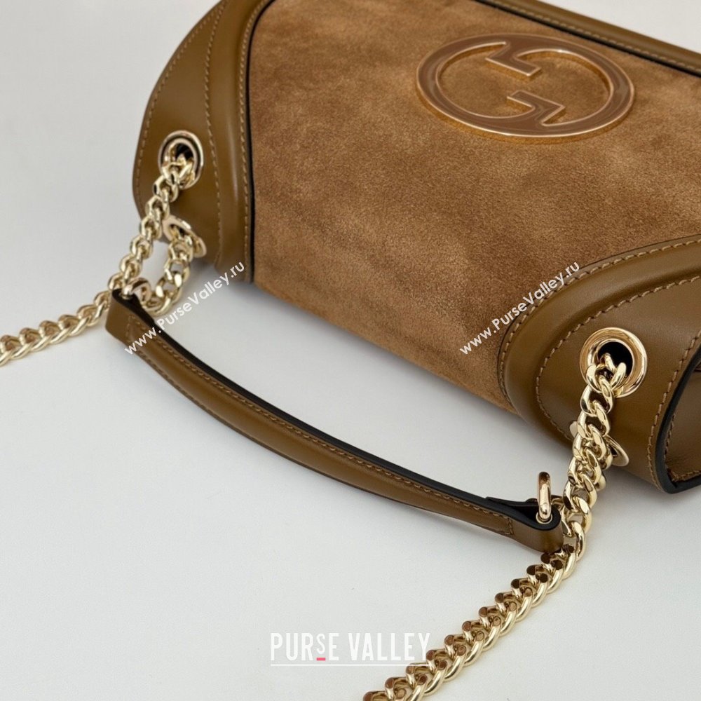 Gucci Blondie Suede Small Shoulder Bag Brown 2024 815715 (DLH-241104037)