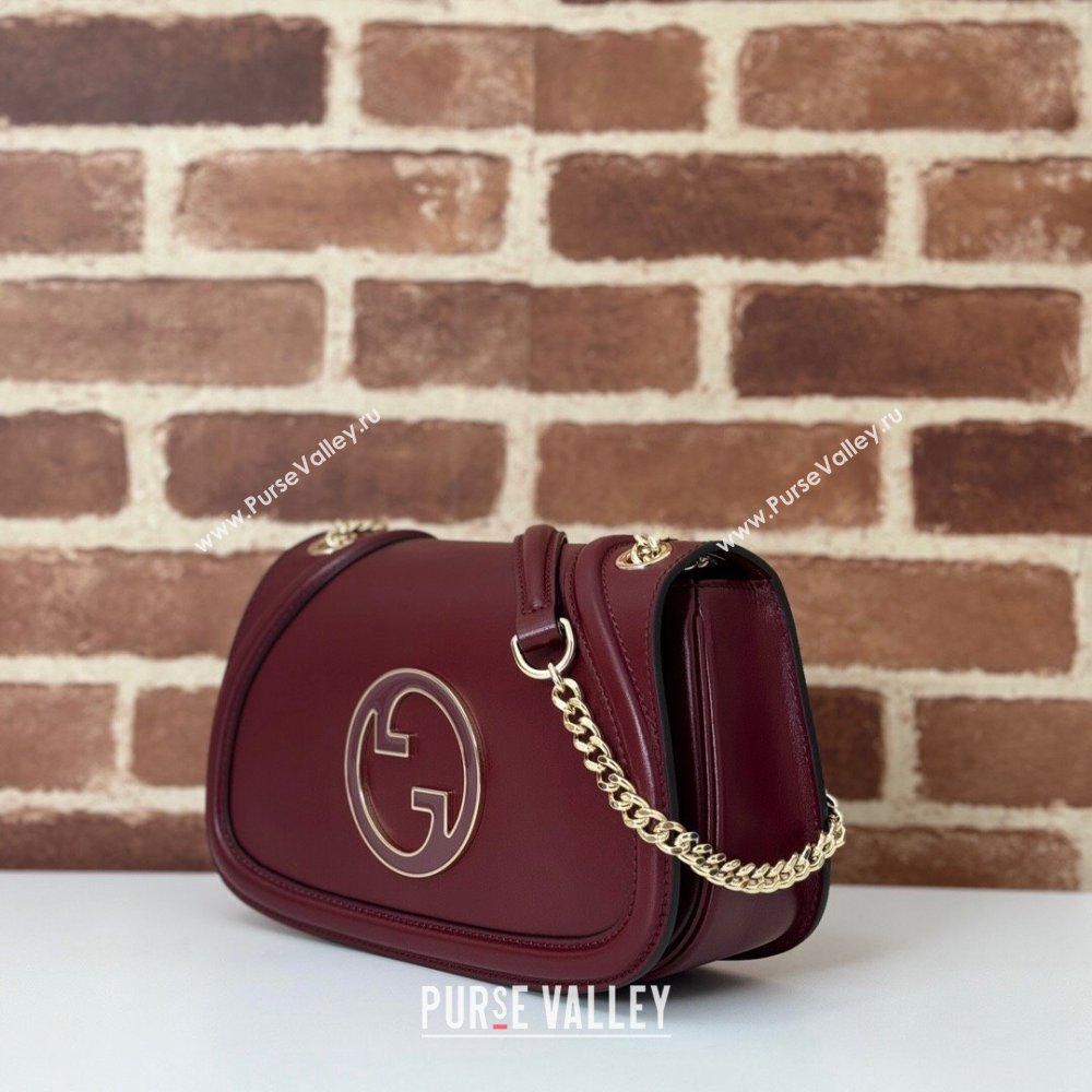 Gucci Blondie Leather Small Shoulder Bag Dark Burgundy 2024 815715 (DLH-241104039)