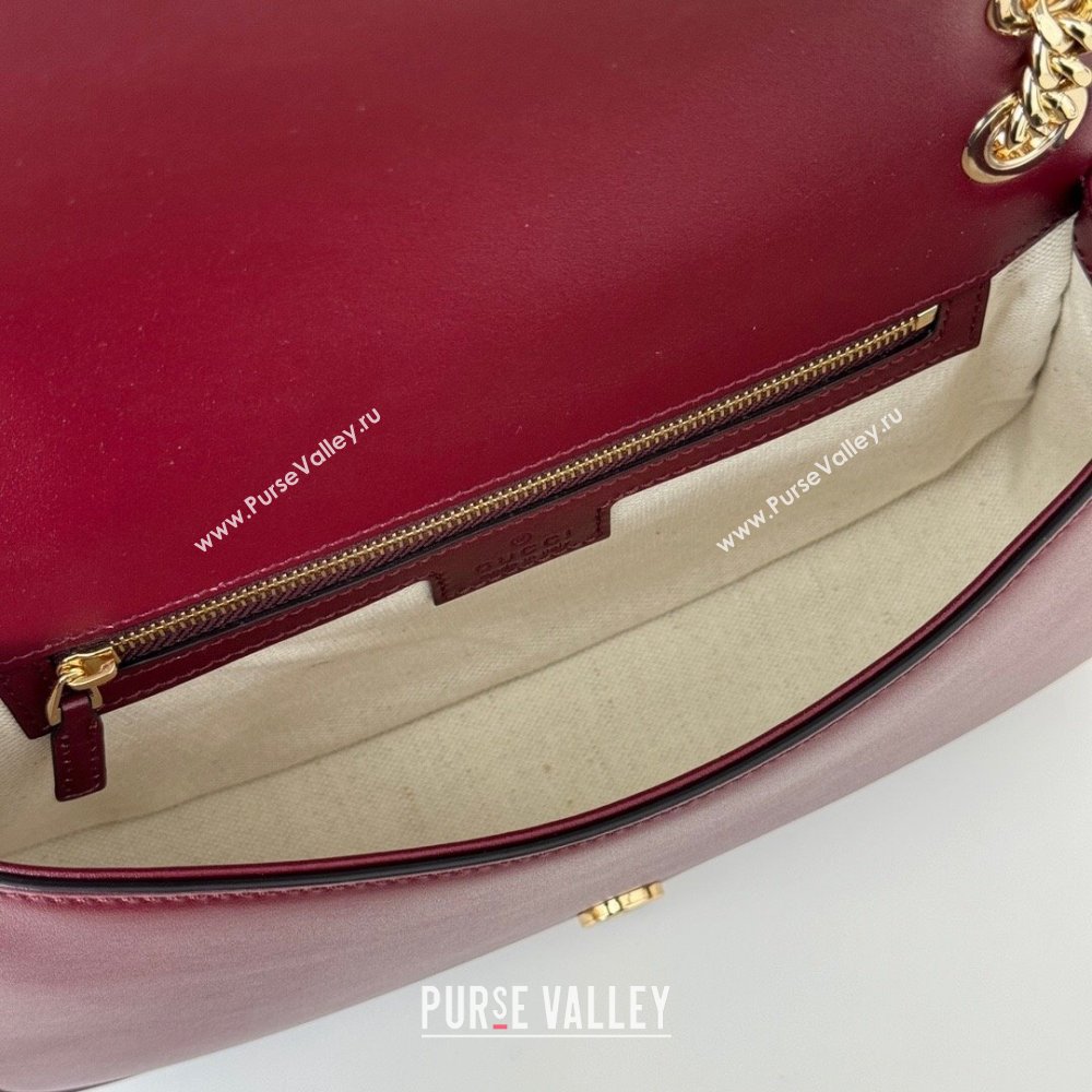 Gucci Blondie Leather Small Shoulder Bag Dark Burgundy 2024 815715 (DLH-241104039)