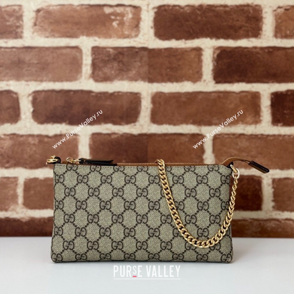 Gucci GG Canvas Chain Shoulder Bag Beige/Brown 2024 779791 (DLH-241104046)