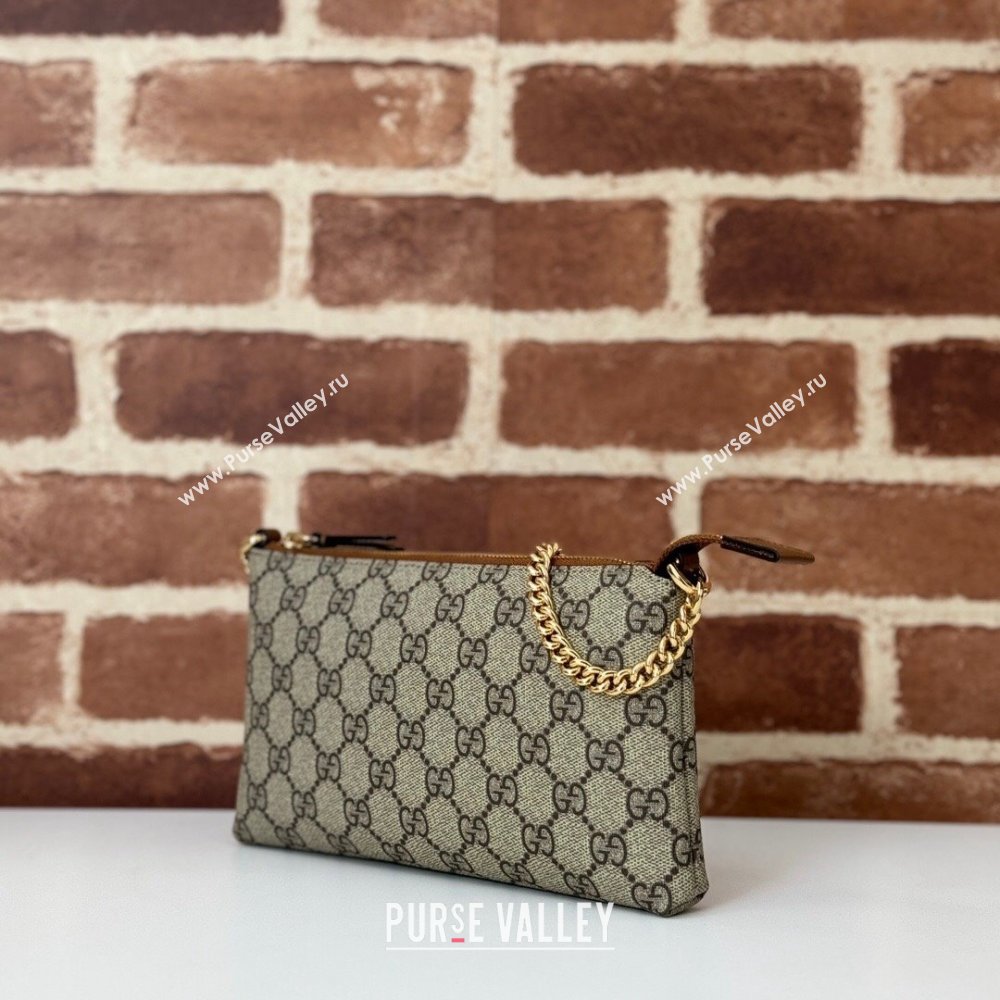 Gucci GG Canvas Chain Shoulder Bag Beige/Brown 2024 779791 (DLH-241104046)