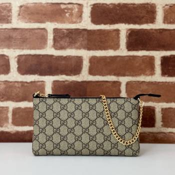 Gucci GG Canvas Chain Shoulder Bag Beige/Black 2024 779791 (DLH-241104047)