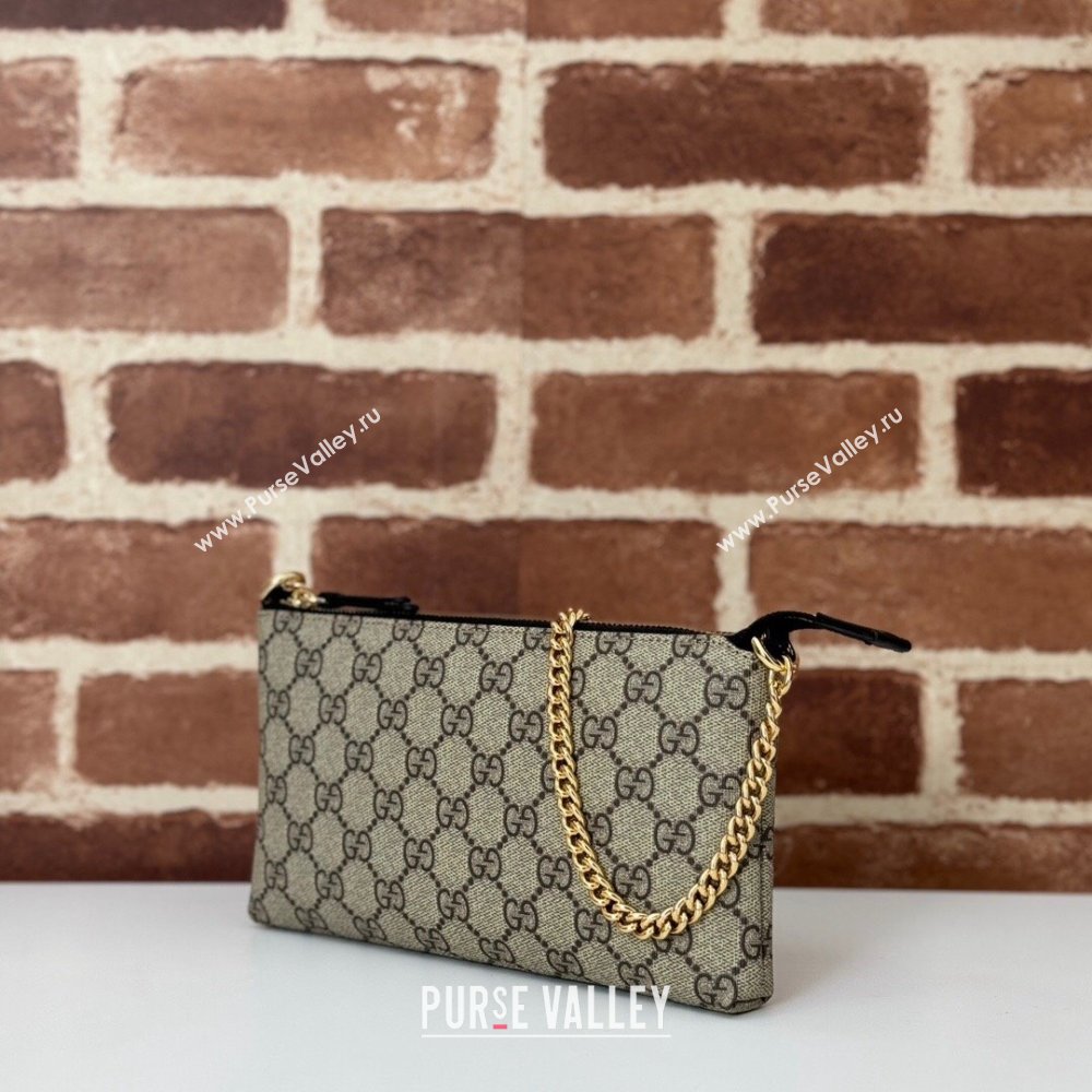 Gucci GG Canvas Chain Shoulder Bag Beige/Black 2024 779791 (DLH-241104047)