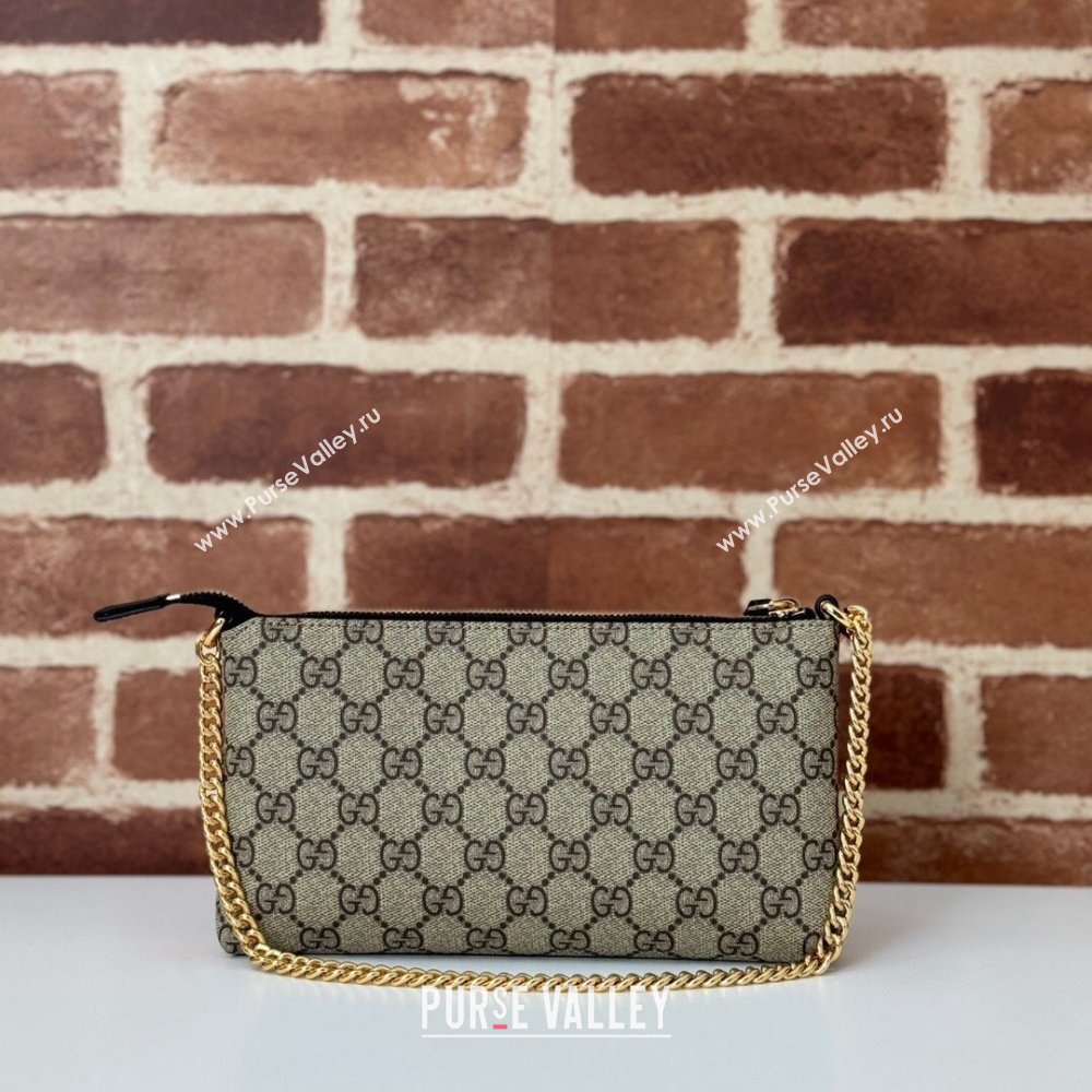 Gucci GG Canvas Chain Shoulder Bag Beige/Black 2024 779791 (DLH-241104047)