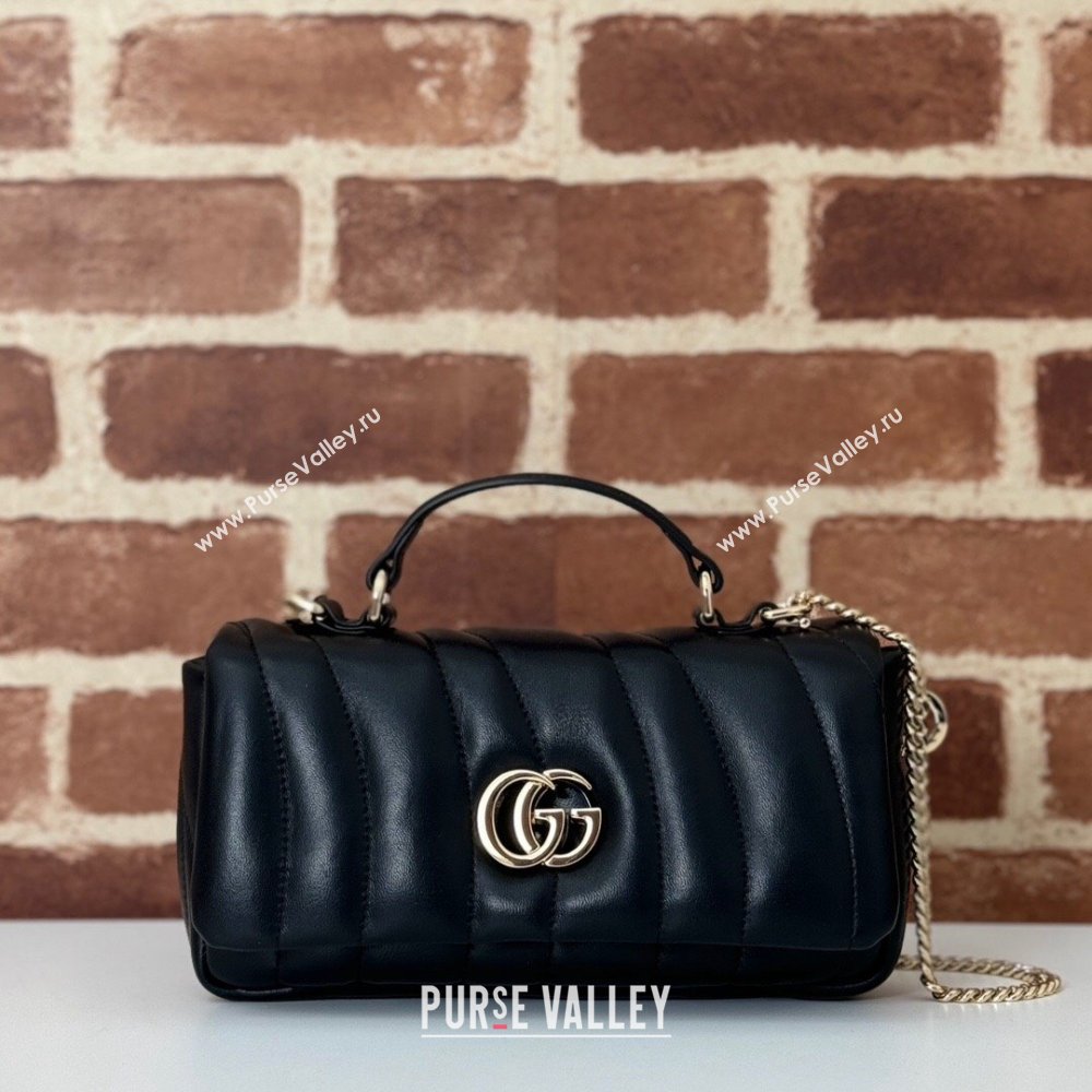 Gucci Quilted Puffy Leather Milano Mini Top Handle bag Black 2024 806017 (DLH-241102037)