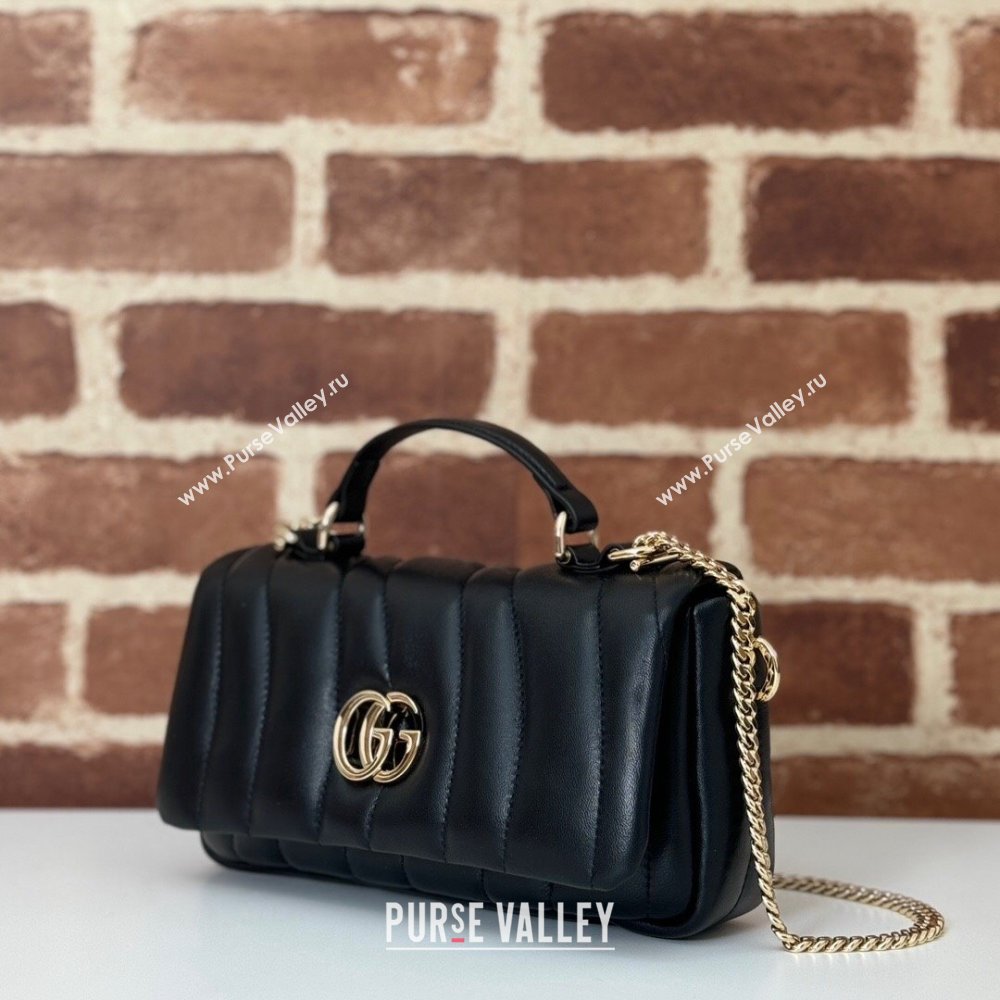 Gucci Quilted Puffy Leather Milano Mini Top Handle bag Black 2024 806017 (DLH-241102037)