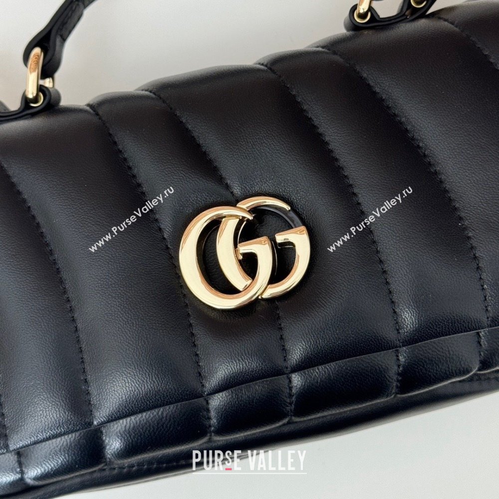 Gucci Quilted Puffy Leather Milano Mini Top Handle bag Black 2024 806017 (DLH-241102037)