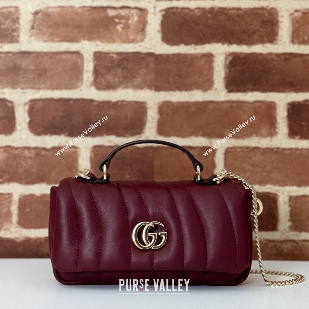 Gucci Quilted Puffy Leather Milano Mini Top Handle bag Dark Burgundy 2024 806017 (DLH-241102038)