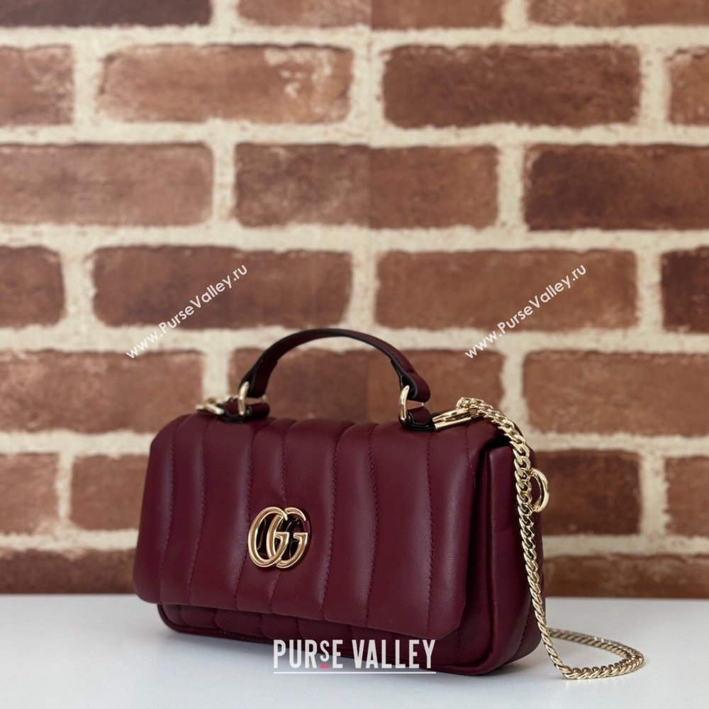 Gucci Quilted Puffy Leather Milano Mini Top Handle bag Dark Burgundy 2024 806017 (DLH-241102038)