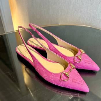 Gucci GG Canvas Slingback Flat with Horsebit Dark Pink 2024 782627 (MD-241119015)