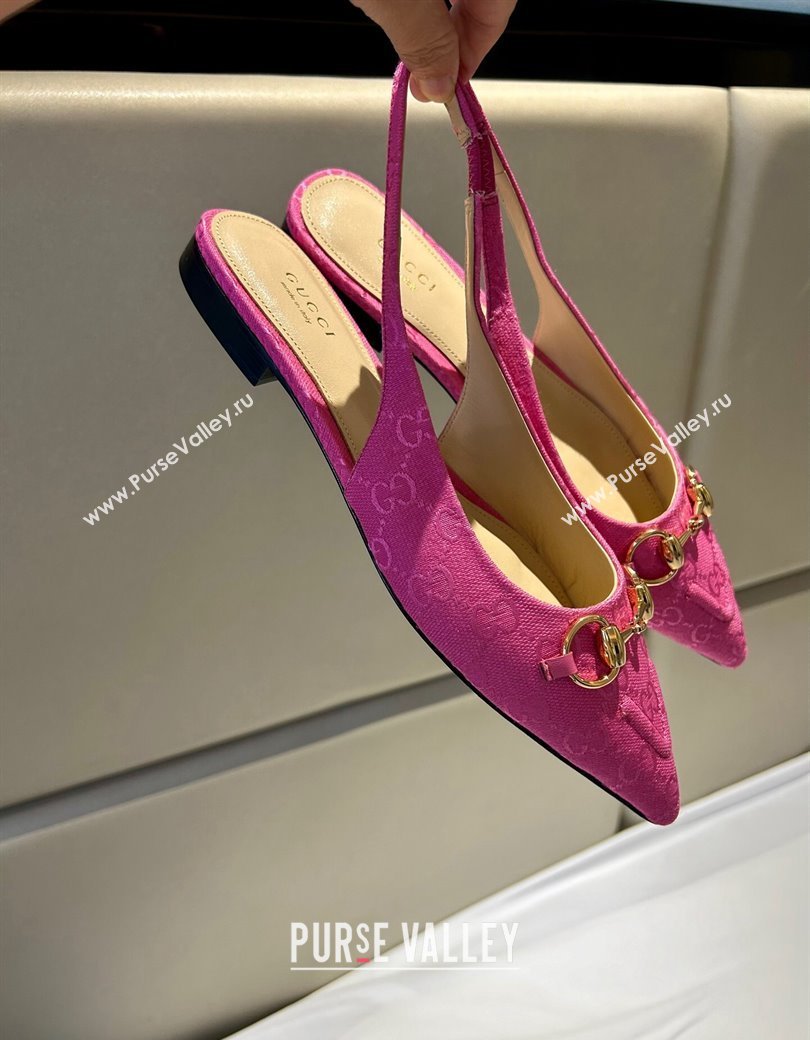 Gucci GG Canvas Slingback Flat with Horsebit Dark Pink 2024 782627 (MD-241119015)